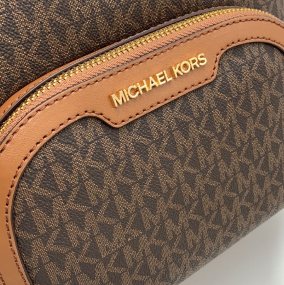 NWT Michael Kors Jaycee Brown Logo Backpack - Picture 4 of 7